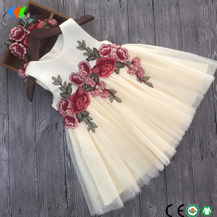 wholesales nye stil baby-part kjoler whitea og lyserøde ærmeløs prinsesse piger kjole