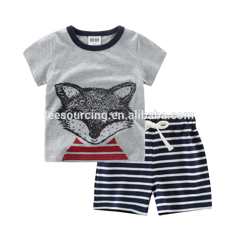 Wholesale summer kids sets wolf printing baby boy sets clothes