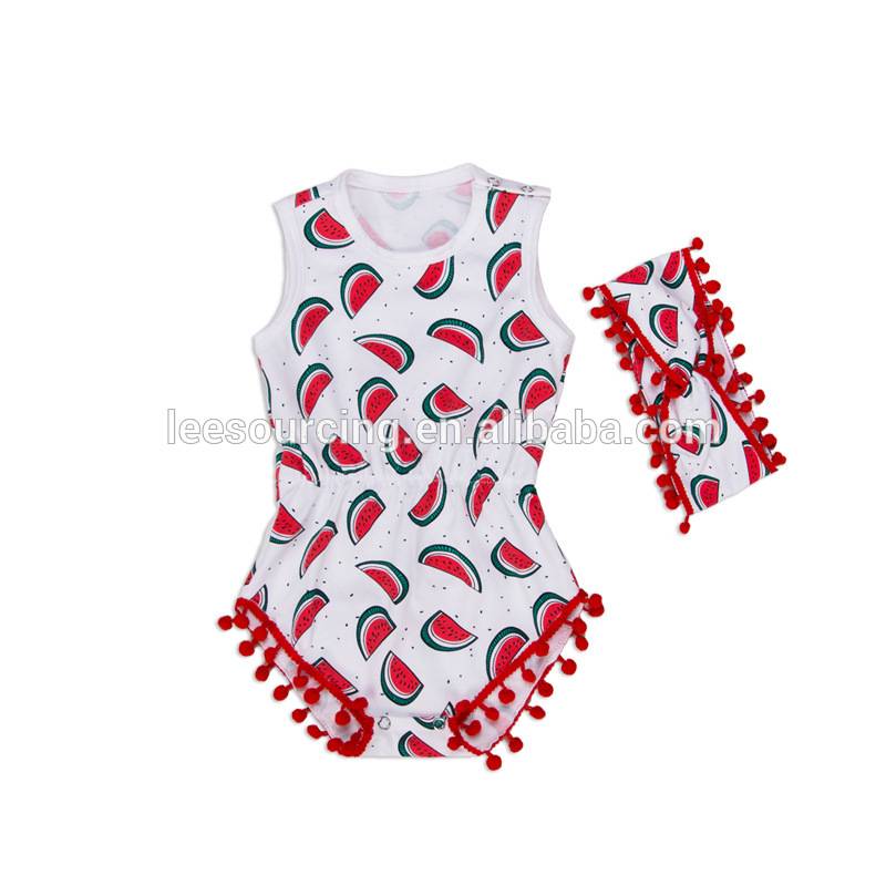 Wholesale baby cute plain cotton girls baby clothes romper sets kids play suit