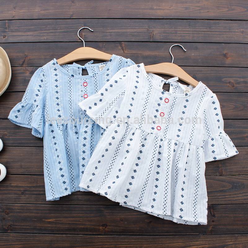 Wholesale summer cotton printing kids girl short sleeve t shirts