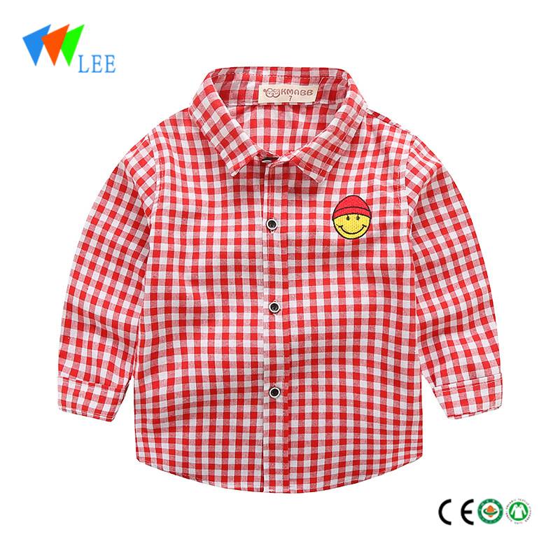 New style high quality plaid cotton wholesale boys baby shirt