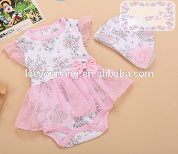 Wholesale summer cute baby girl cotton tulle onesie toddler pink tutu romper