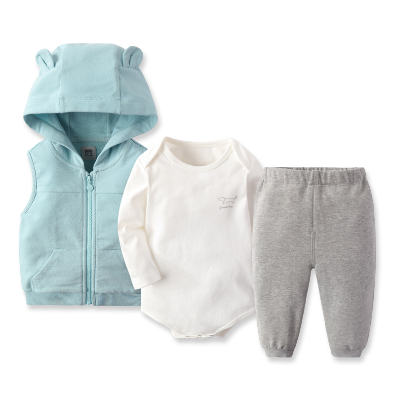 3 Pcs Newborn Clothing 100% Kotono Propra Vestoj Mola Bebo Viŝtuko Aro
