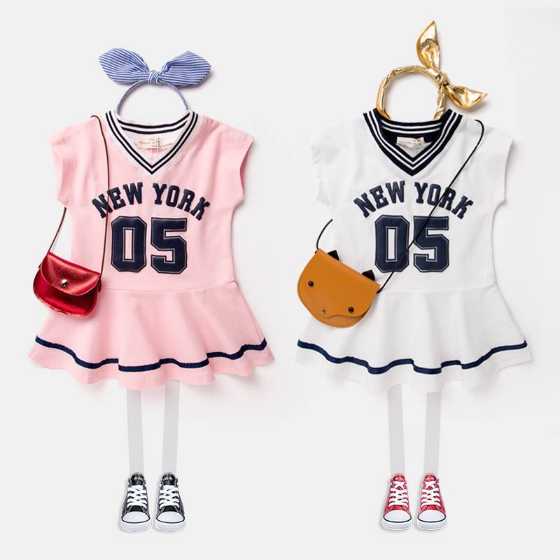 Casual Kids Clothing Baby Girls Clothes Summer Wholesale Boutique Sport Shirt Dress