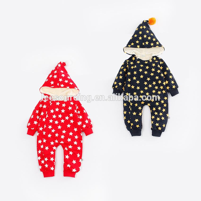 Wholesale thickened fleece star pattern baby bodysuits for winter