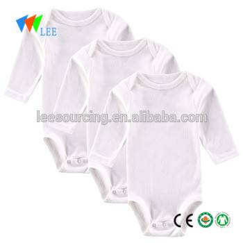 Western style bodysuit baby onesie pure white long sleeve jumpsuit 100% cotton romper wholesale
