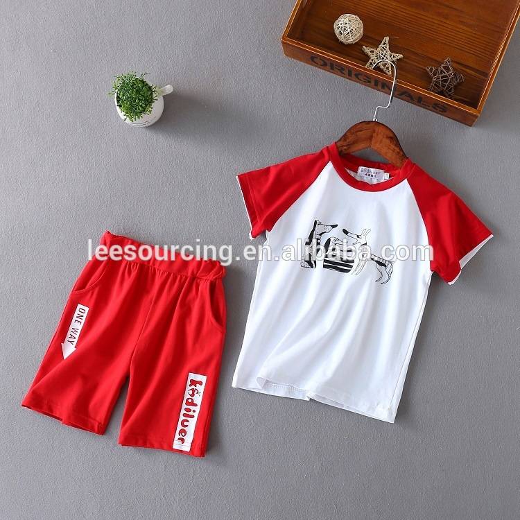Summer casual style short sleeve t-shirt and shorts set cotton children clothes clothing sets