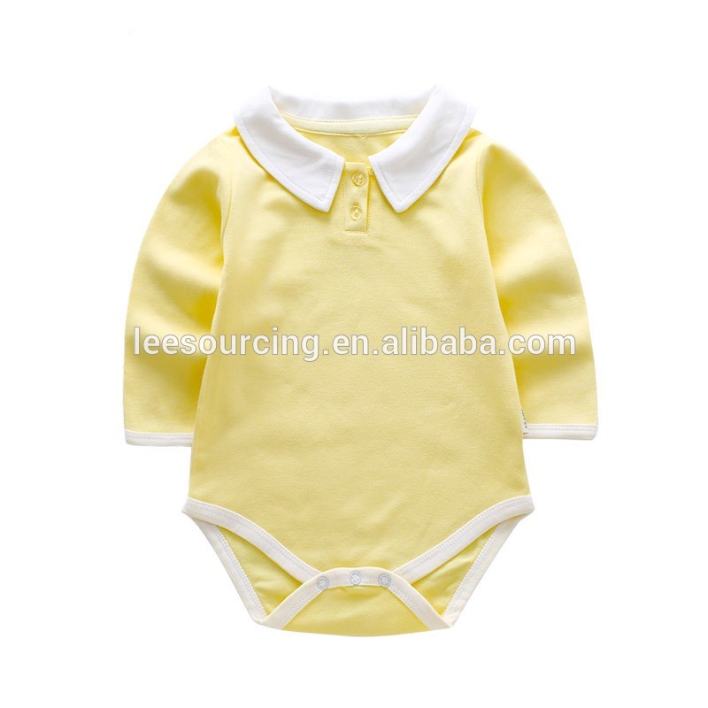 High reputation Kids Linen Dress - Wholesale cotton long sleeve newborn polo collar baby bodysuit – LeeSourcing