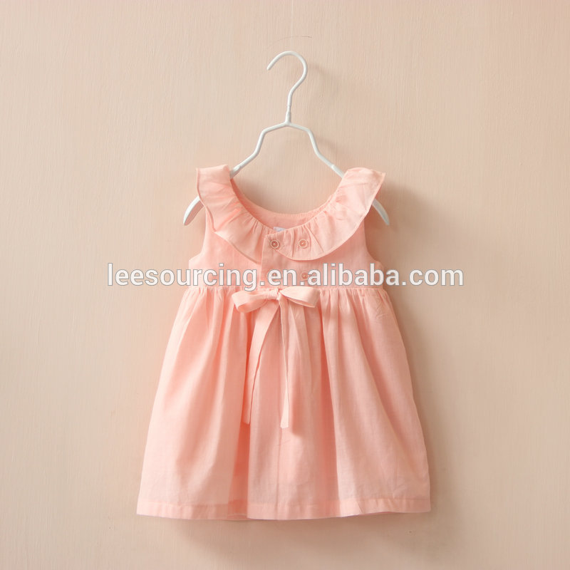 Beautiful Summer Leaf Collar Cotton Baby Girls Vest Dress