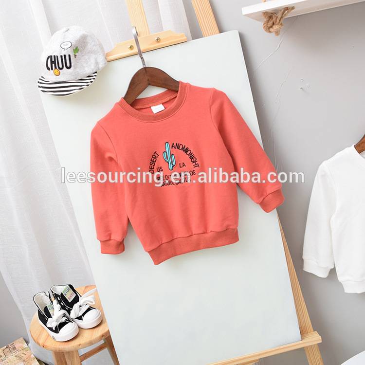 Casual style cartoon embroidery cotton kids pullover sweatshirt