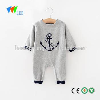 Wholesale grey long sleeve baby knitted rompers