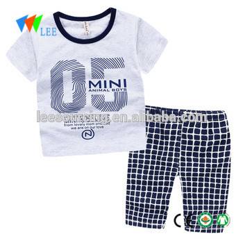 New summer baby boys tee clothes infant cloth boy t shirt with plaid shorts 2 pcs kids outfits set wearing Featured Image
