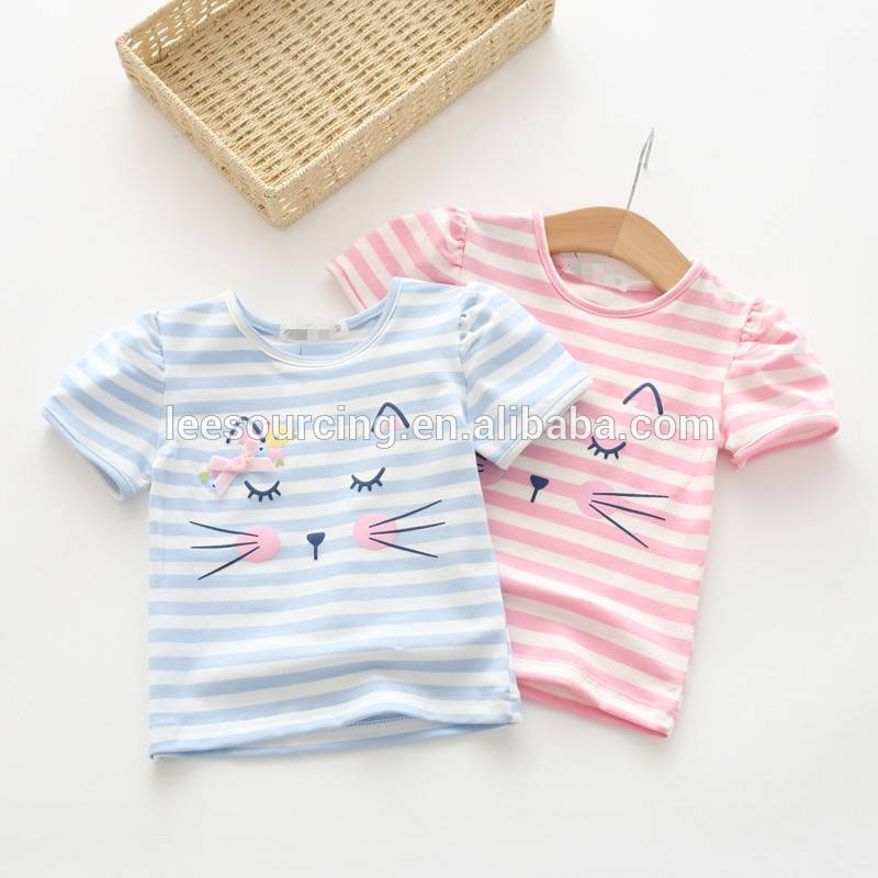 Wholesale sweet style striped animal pattern girls kids t shirt