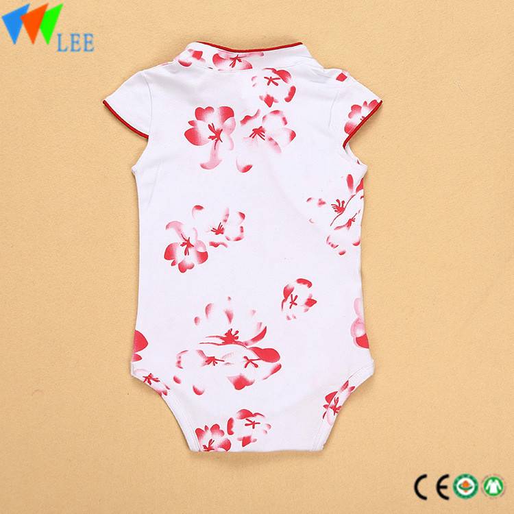 girls summer short sleeve chinese ethnic style qipao custom print baby romper suit