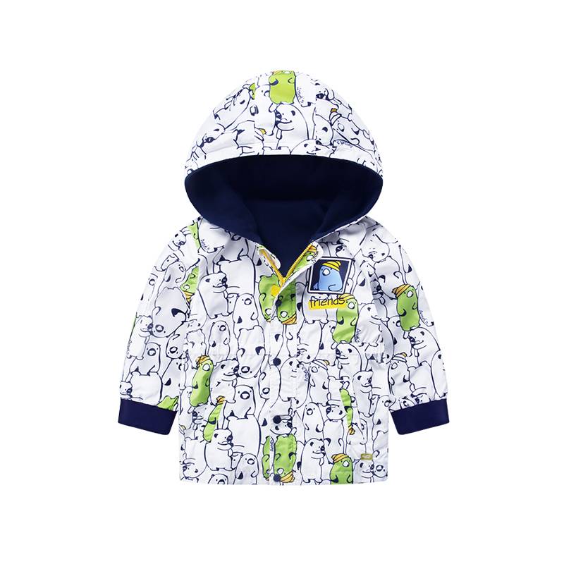 Wholesale OEM design all printed jacket toddler boy cartoon baby coat with hood