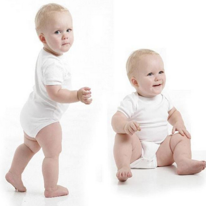 white short sleeve cotton plain baby rompers-4.png