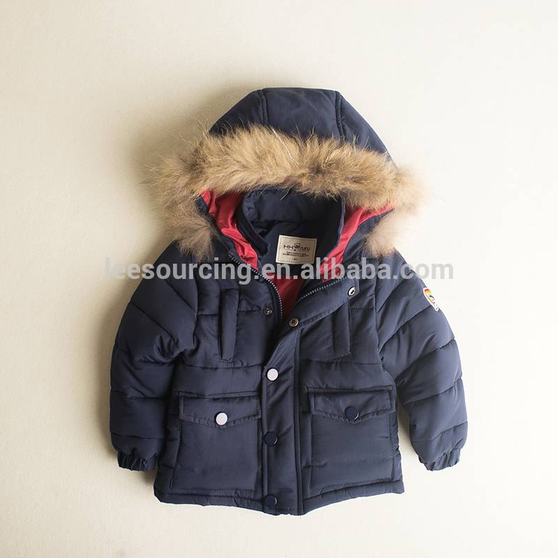 Children winter fur hooded down jacket designs soft long-sleeved kids coat