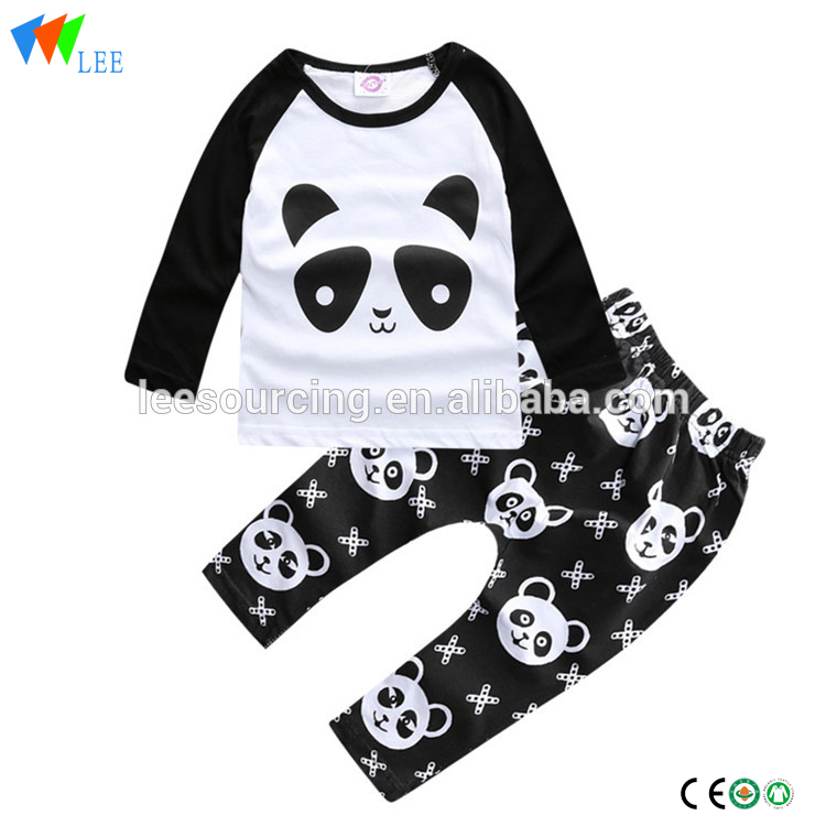 Wholesale baby boy clothing set long sleeve t shirt and pants100% cotton kids t shirt and pants