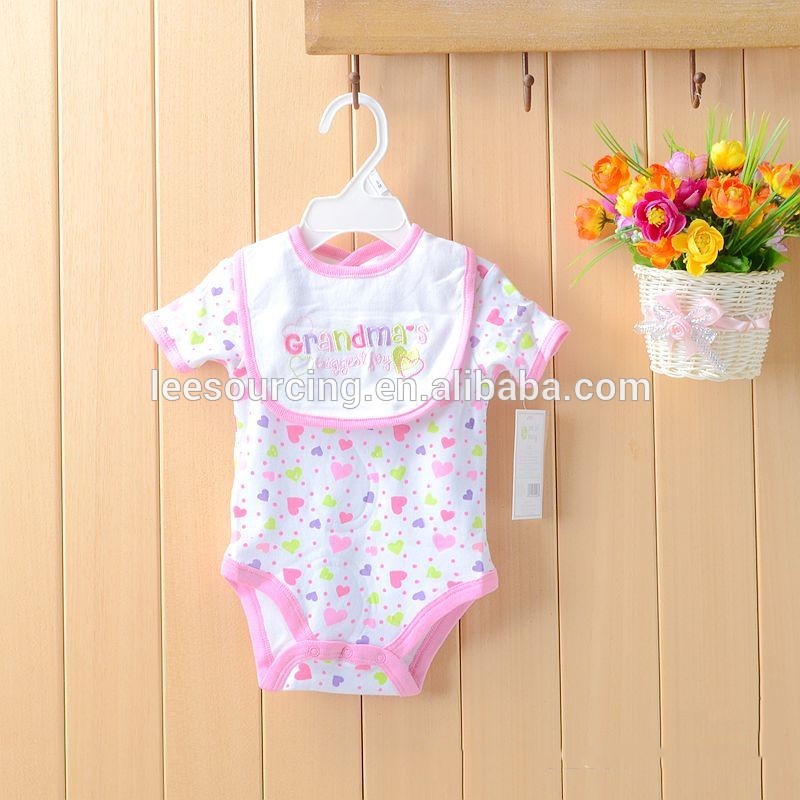 Manufacturer of Baby Girls Denim Shorts - Wholesale love heart printing cotton newborn baby clothes romper set – LeeSourcing