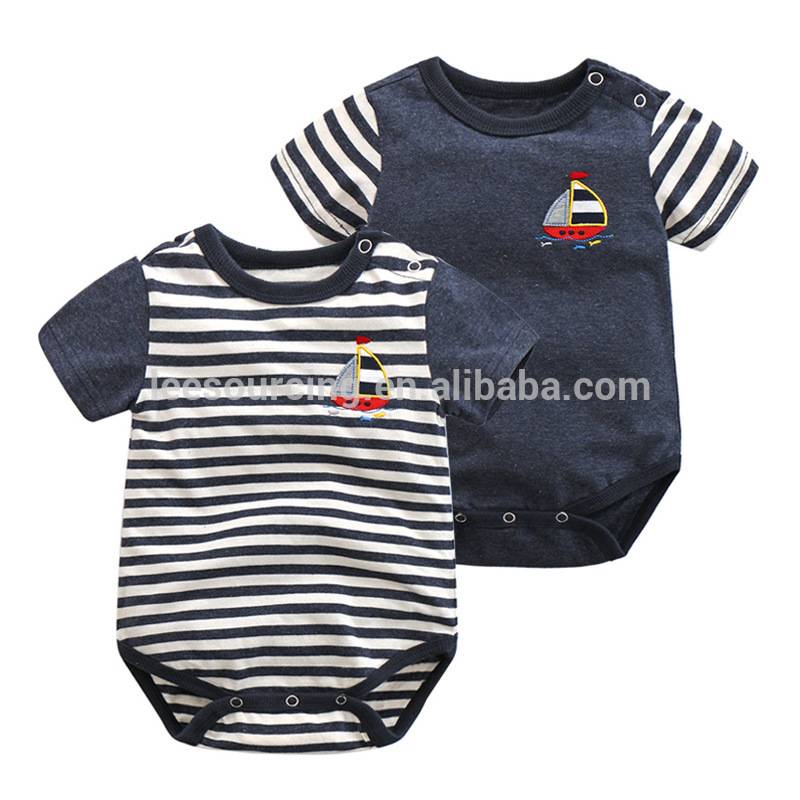 Wholesale summer striped boys baby rompers cotton clothing