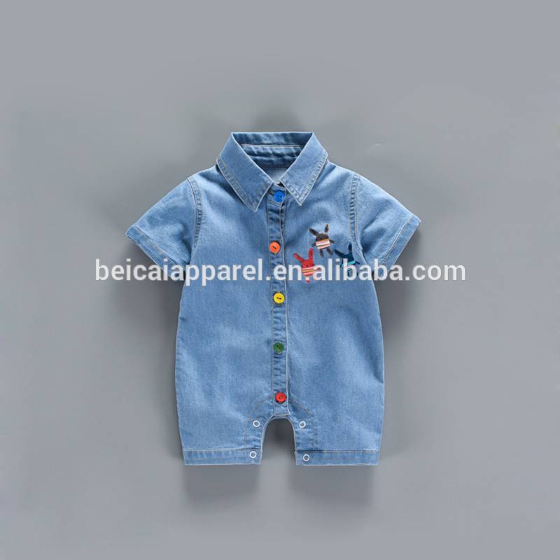 Big discounting Sweat Pants For Wholesale - 2017 Summer newborn baby clothes custom printed denim baby rompers – LeeSourcing