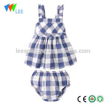 N'ogbe Cotton ikpa efe Baby Uwe amụ ije ịkụ Suspender Top Dress na Bloomer 2 PC Summer Kids Clothing È