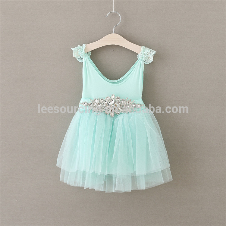 High Quality Children Baby Summer Lace Strap Crystal Girl Dress Kids