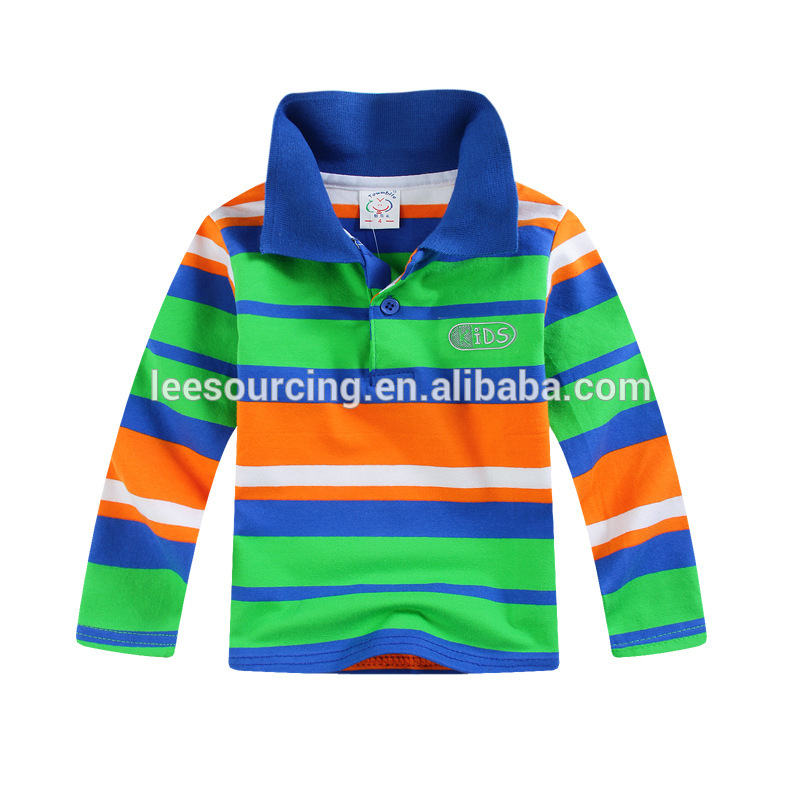 Hot sale long sleeve boys polo shirt baby boy clothes colorful stripe t shirt