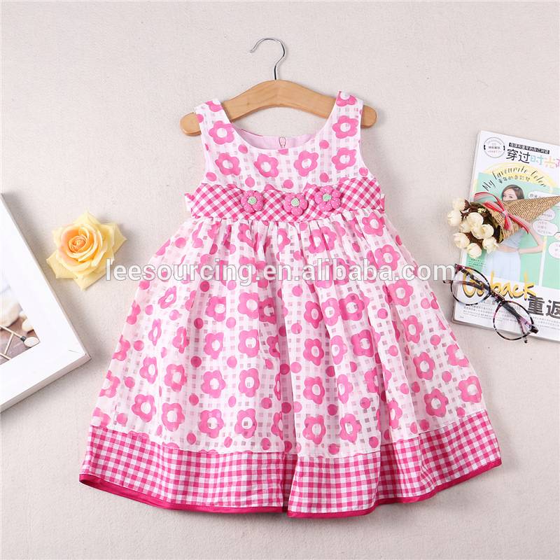 China Cheap price Girl Shirts Blouses - Hot Sale Little Baby Girls Flower Plaid Summer Sleeveless Pink Puffy Princess Dresses For 3-10 Years Old – LeeSourcing