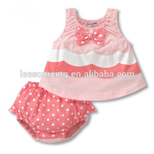 New fashion Toddler yarinya tufafin polka dot 2 inji mai kwakwalwa lilo dress da bloomer baby girl tufafi sa