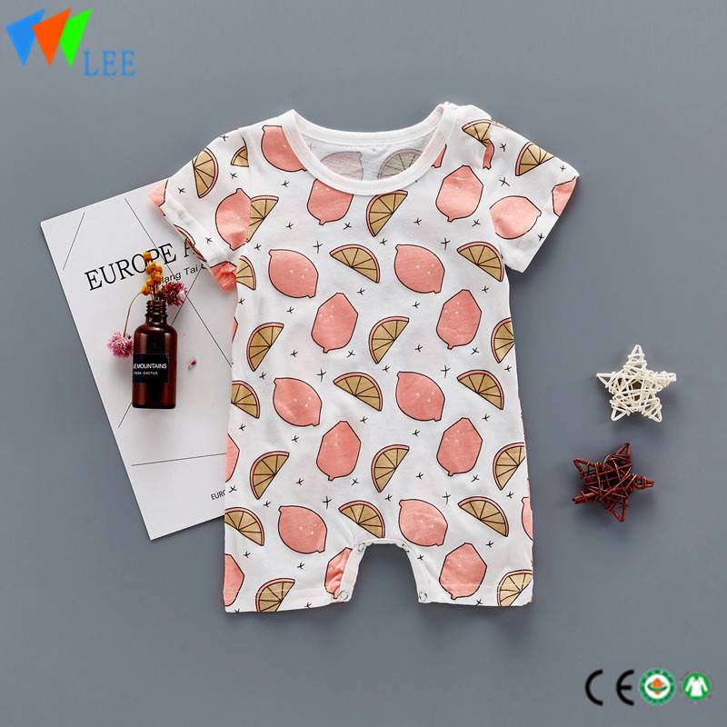 100% cotton O/neck baby short sleeve romper high quality print fashion fruit