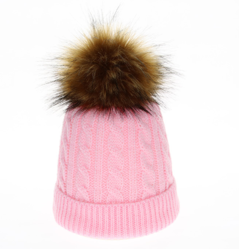 Free sample for Girls Braces Skirt - baby knitting hat with raccoon hair ball – LeeSourcing
