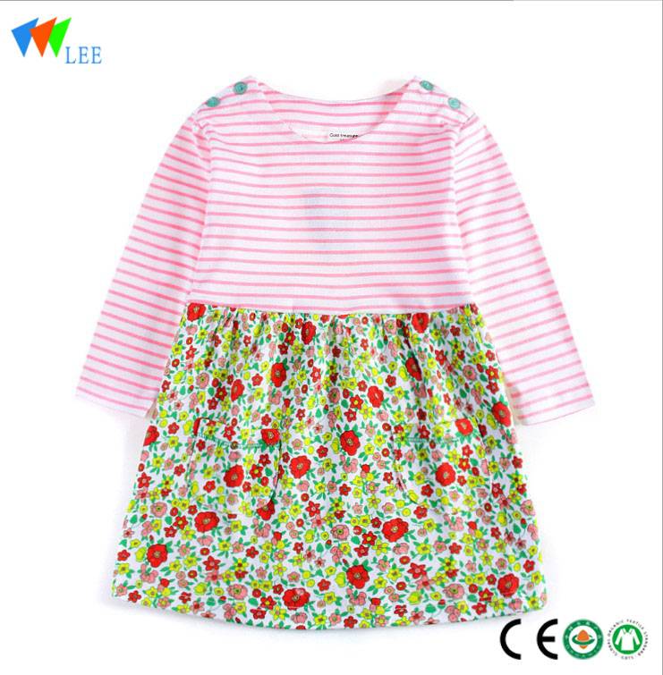 New fashionable floral printed cloful beautiful baby clothing 3 year old girl dress
