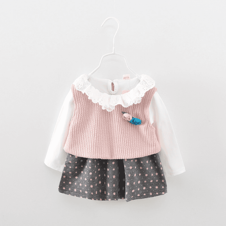 Ny stil barn model bomuld Sidste Baby kjole med ærmer