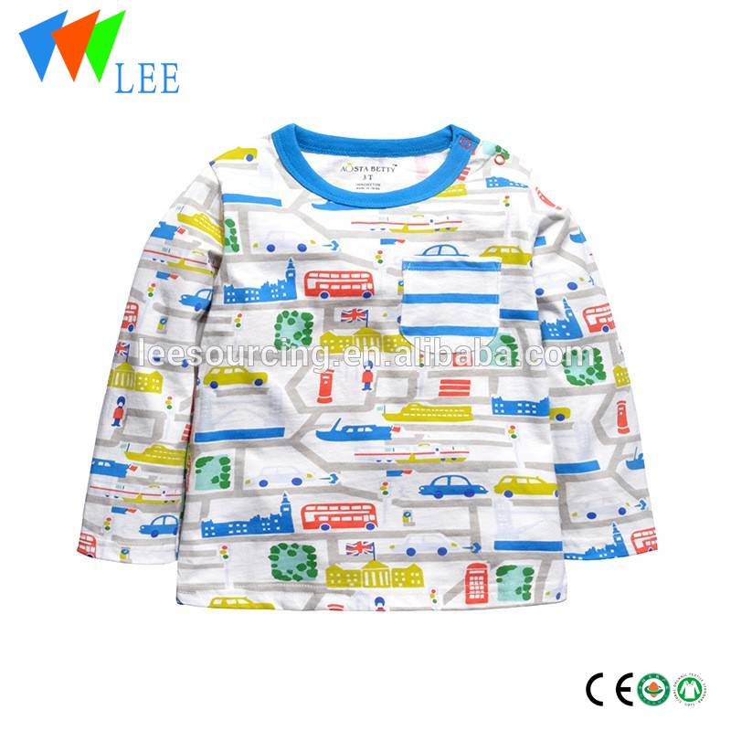 Նոր դիզայնի երեխան տղա երկար թեւ բամբակյա T shirt մուլտիպլիկացիոն երեխաների T shirt