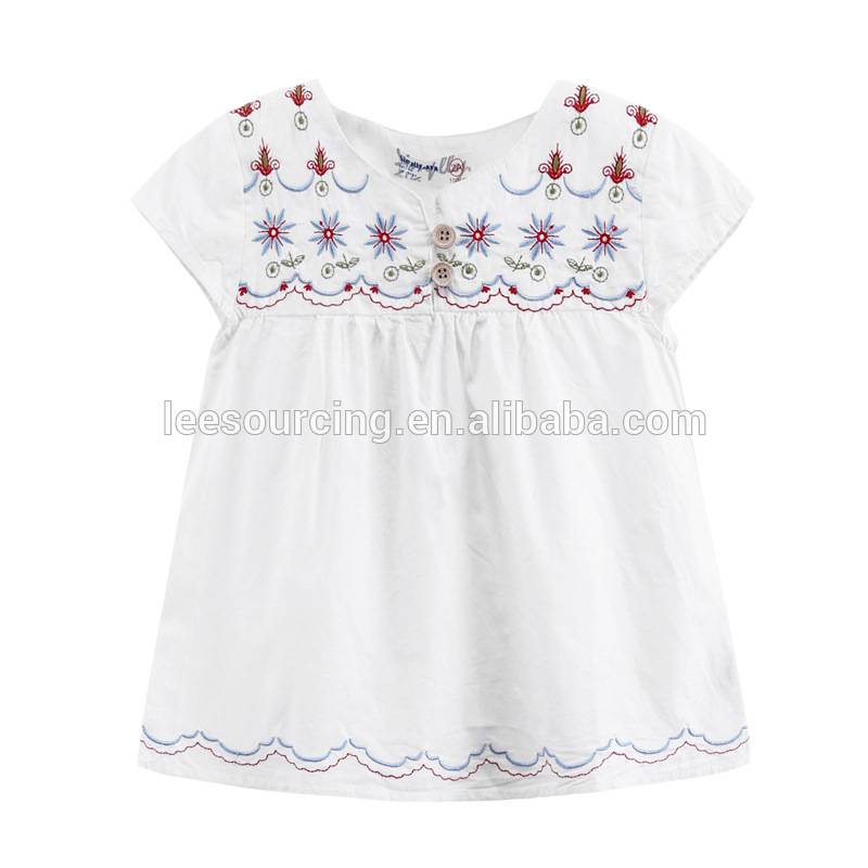 Children frock small girl carters flower embroidery plain white baby girl dress