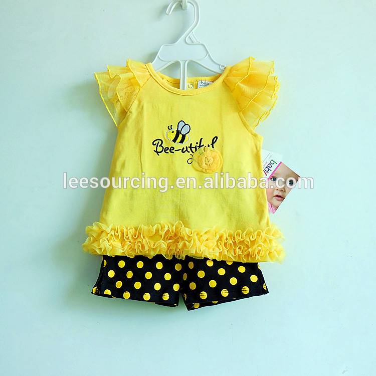 Yaz Dot Harem Pantolon Kız Bebek 2 Adet Fırfır Üst ve Shortie'lerin Bebek Kıyafet Seti