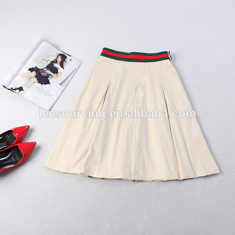 Summer fashion plain white cotton high waist kids girls long skirts