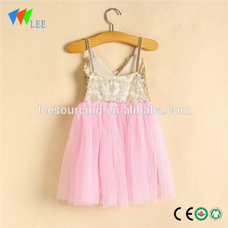 Hot Sale Summer Shoulder-straps Sequin Tulle Fashion Baby Girl Dresses