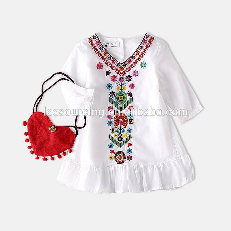 Europe style stitchwork cotton baby girl dress,girl daily wear dress,V-neck ruffle dress