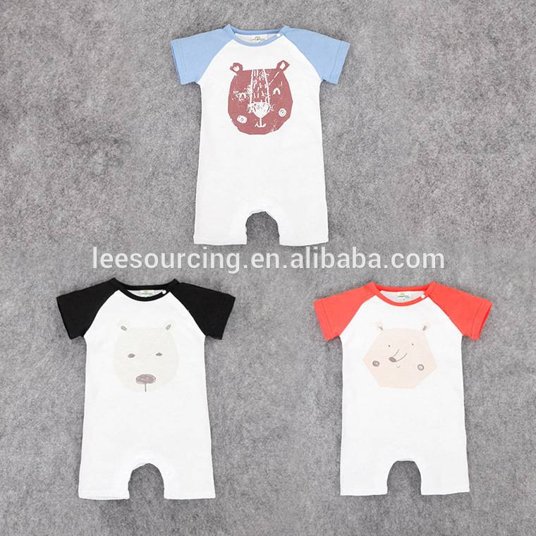 Wholesale short sleeve animal pattern baby bodysuit
