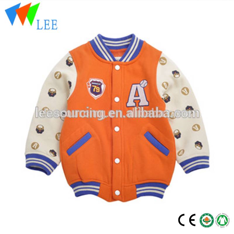 High quality fashion long sleeve baseball jacket children european style winter coat
