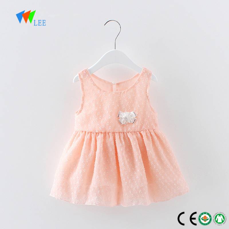 Kina fremstilling mode stil sommer ærmeløs polyester børnene klæde baby-kjole piger engros