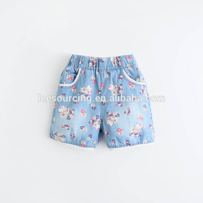 Summer casual printing wholesale girls denim shorts