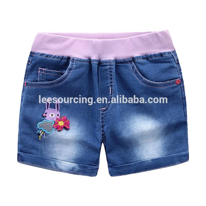 Summer wholesale kids clothes shorts baby girls custom printing denim shorts
