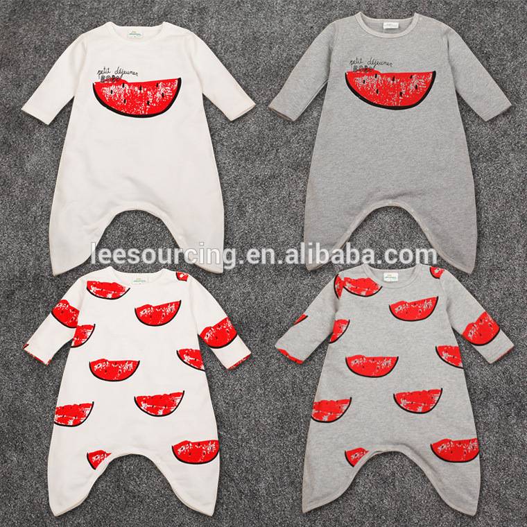 Long sleeve watermelon pattern high quality soft baby playsuit