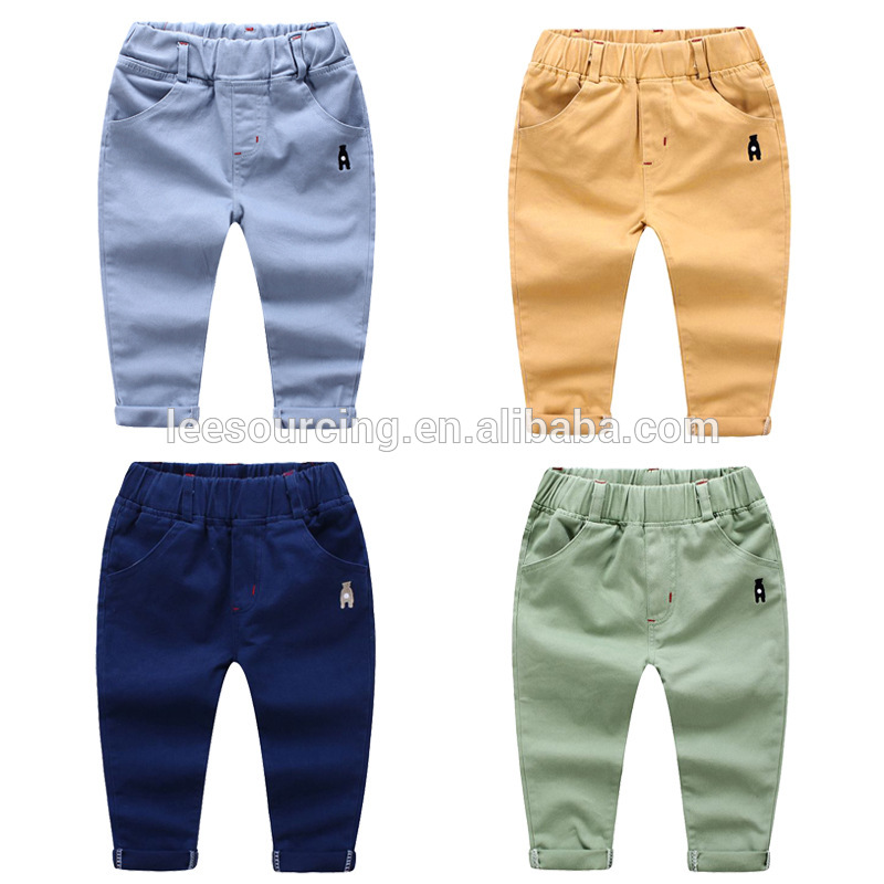 New style solid color casual style cotton boys kids pants