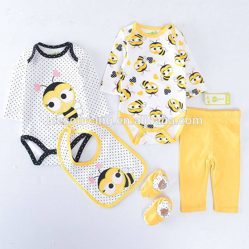 Wholesale toddler clothing 5pcs baby bodysuit layette
