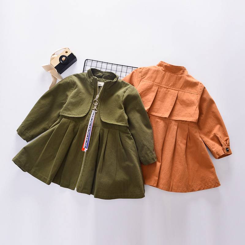 Custom Cute girls long coat baby bomber jacket design trench coats