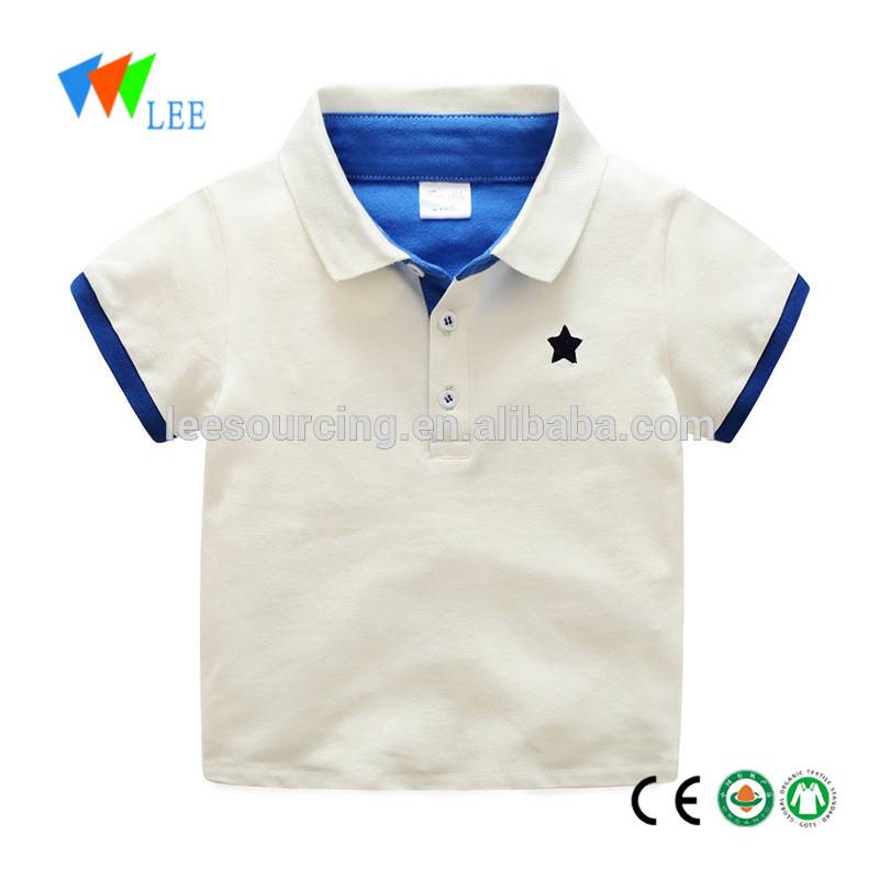 baby short sleeve cotton star embroidery polo shirt